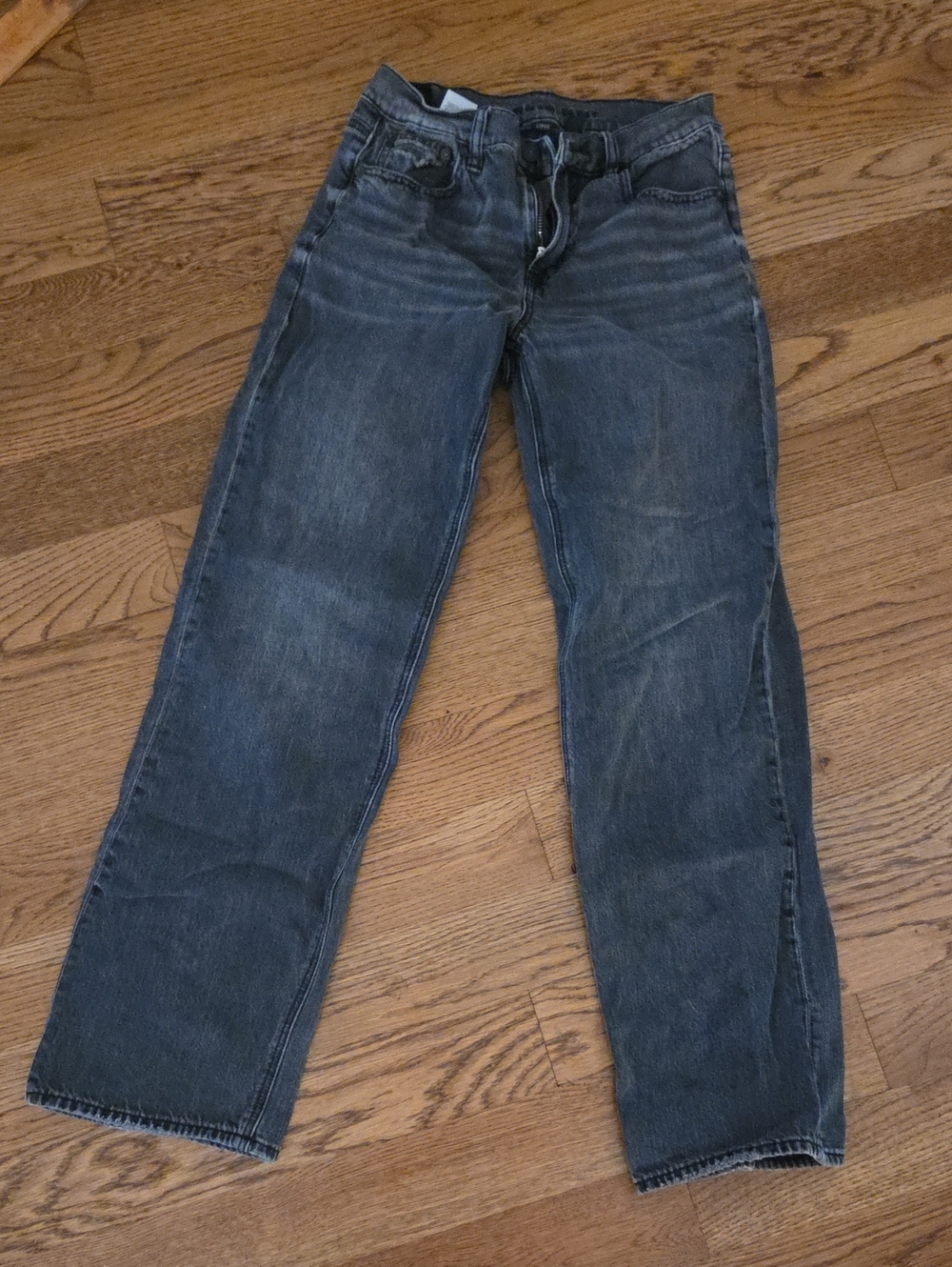 American Eagle Outfitters Women's Washed Black Straight-Leg Jeans